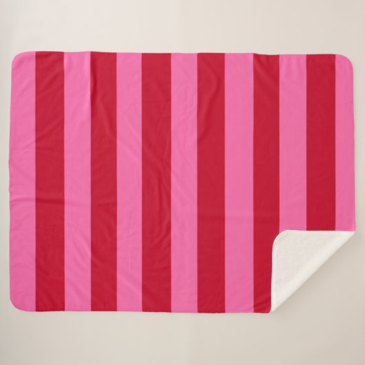 Pink and Red Peppermint Stripes Sherpa Deken (Voorkant (horizontaal))