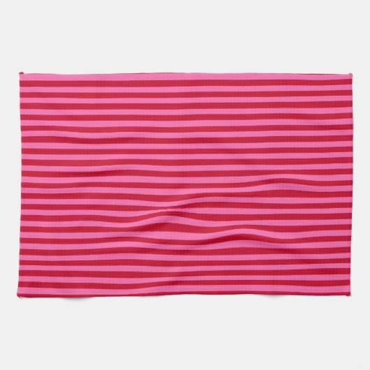 Pink and Red Peppermint Stripes Theedoek (Horizontaal)