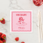 Pink and Red Retro Cherub Baby Shower Servet (Insitu)