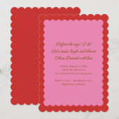 Pink and Red Scalloped Edge Bridal Shower Kaart (Voorkant / Achterkant)