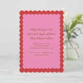 Pink and Red Scalloped Edge Bridal Shower Kaart (Staand voorkant)