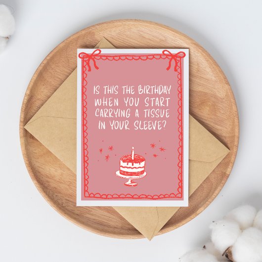 Pink and Red Sketch Bows & Cake Funny Adult Kaart