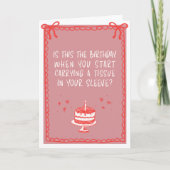 Pink and Red Sketch Bows & Cake Funny Adult Kaart (Voorkant)