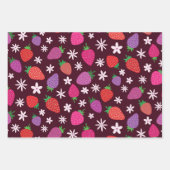 Pink and red strawberry pattern floral inpakpapier vel (Voorkant)