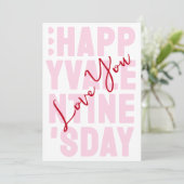 Pink and Red Typography Happy Valentine's Day Feestdagenkaart (Staand voorkant)
