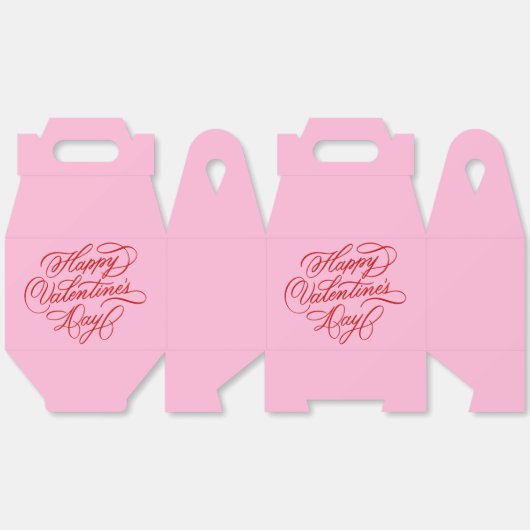 Pink and Red Valentines Day Calligraphy Bedankdoosjes (Ongevouwen)