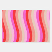 Pink and Red Wavy Stripes Bright Valentine's Day Inpakpapier Vel (Voorkant 2)