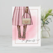 Pink and Roos Gold Monogram Bachelorette Party Folie Uitnodiging (Staand Voorkant)