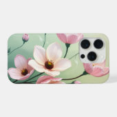 Pink and Sage Green Floral Phone Case iPhone Hoesje (Achterkant horizontaal)