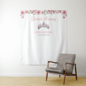 Pink and Silver Mis Quince Quinceañera Backdrop Wandkleed (In situ)