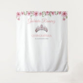 Pink and Silver Mis Quince Quinceañera Backdrop Wandkleed (Voorkant)