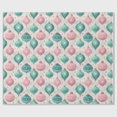 Pink and Teal Bauble Ornament Christmas Cadeaupapier (Vlak)