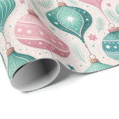 Pink and Teal Bauble Ornament Christmas Cadeaupapier (Rol Hoek)