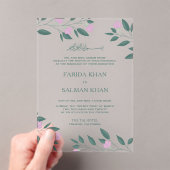 Pink and Teal Green Branch Islamic Muslim Wedding Acryl Uitnodigingen (Insitu (Draagbaar))