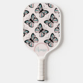 Pink and Turquoise Butterfly Pattern  Pickleball Paddle (Achterkant)
