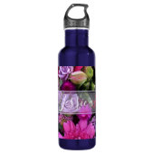 Pink and Violet Flowers Personalised Waterfles (Voorkant)