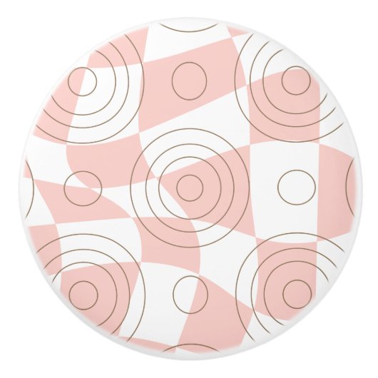 Pink and White Abstract Keramische Knop (Voorkant)