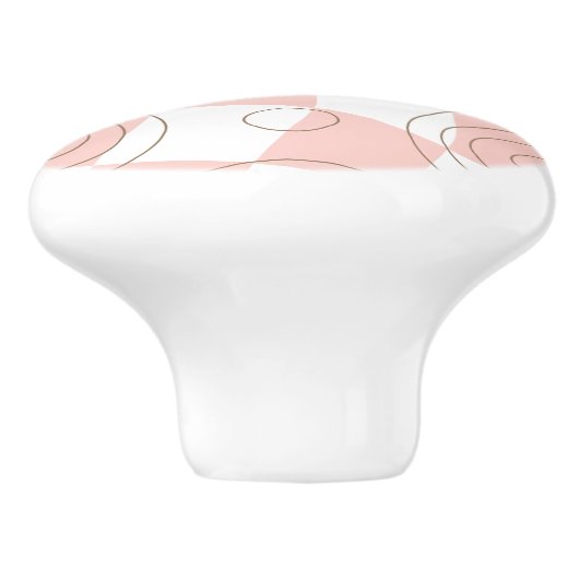 Pink and White Abstract Keramische Knop (Zijkant)