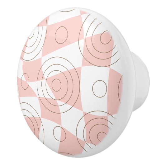 Pink and White Abstract Keramische Knop (Rechts)