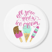 Pink and White All You Need is Ice cream Fridge Magneet (Voorkant)
