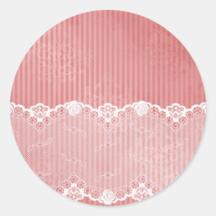 Pink and white background with black lace ronde sticker