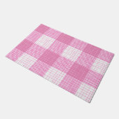 Pink and White Bold Checkered Plaid Design  Deurmat (Schuin)