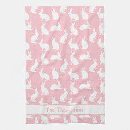 Pink And White Bunny Pattern And Name Easter Theedoek