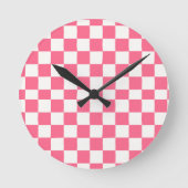 Pink and White Checkered Pattern  Ronde Klok (Voorkant)