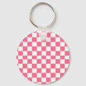 Pink and White Checkered Pattern  Sleutelhanger (Voorkant)