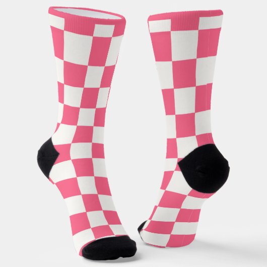 Pink and White Checkered Pattern  Sokken (Gebogen)