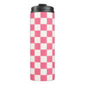 Pink and White Checkered Pattern  Thermosbeker (Voorkant)
