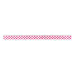 Pink and White Checkered Print Satijnen Lint