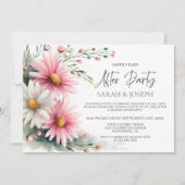 Pink and White Daisies Wedding After Party Kaart (Voorkant)