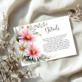 Pink and White Daisies Wedding Details Informatiekaartje