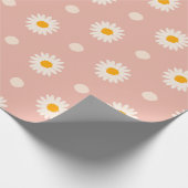 Pink and White Daisy Floral Pattern Cadeaupapier (Hoek)