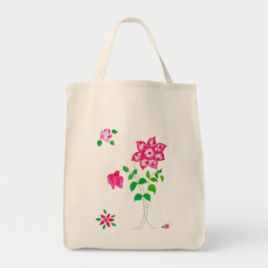 Pink and White Faux Applique Flowers Tote Bag (Voorkant)