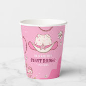 Pink and White First Rodeo Birthday Theme Papieren Bekers (Achterkant)