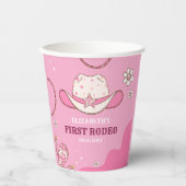 Pink and White First Rodeo Birthday Theme Papieren Bekers (Voorkant)