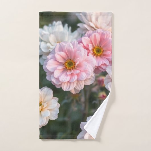 Pink and White Floral Towel Set Bad Handdoek (Handdoek)