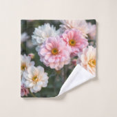 Pink and White Floral Towel Set Bad Handdoek (Wasdoekje)