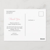 Pink and white Gingham Girl Birth Announcement Briefkaart (Achterkant)