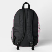 Pink and White Gingham Pattern Cherry Backpack Bedrukte Rugzak (Achterkant)