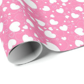 Pink and White Hearts Wrapping Paper  Cadeaupapier (Rol Hoek)
