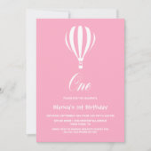 Pink and White Hot Air ballon, eerste verjaardag Kaart (Voorkant)