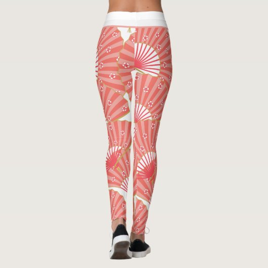 Pink and White Japanese Pattern Leggings (Achterkant)