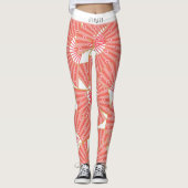 Pink and White Japanese Pattern Leggings (Voorkant)