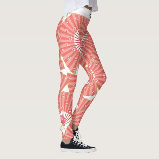 Pink and White Japanese Pattern Leggings (Rechts)