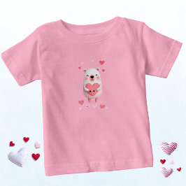 Pink and White  Kawaii Polar Bear with Hearts