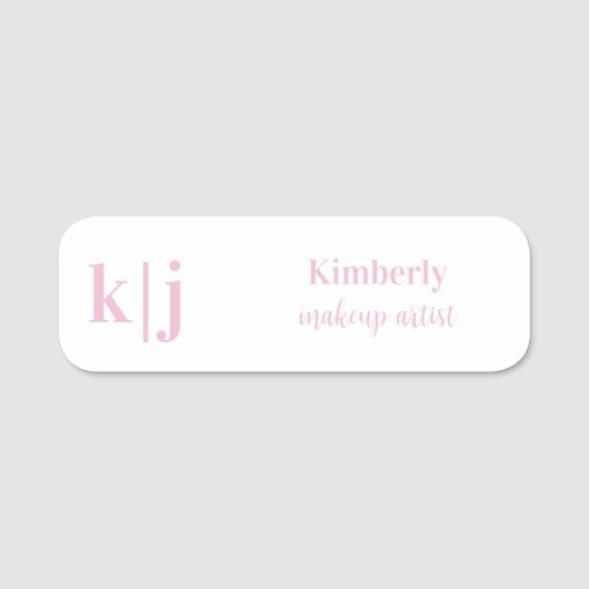Pink and white Makeup Artist Employee Name Badge (Voorkant)