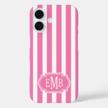 Pink and White Monogrammed Stripes